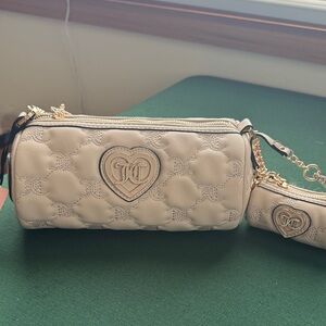 Juicy Couture Cream Quilted Shoulder Bag with Heart Accent